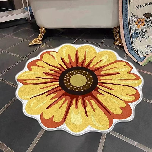 Irregular Flower Shape Area Rug Kitchen Mat Non-Slip Oil Proof Floor Mat Livingroom Rug Indoor Outdoor Mat Bedroom Decor Bathroom Mat Entrance Rug Door Mat