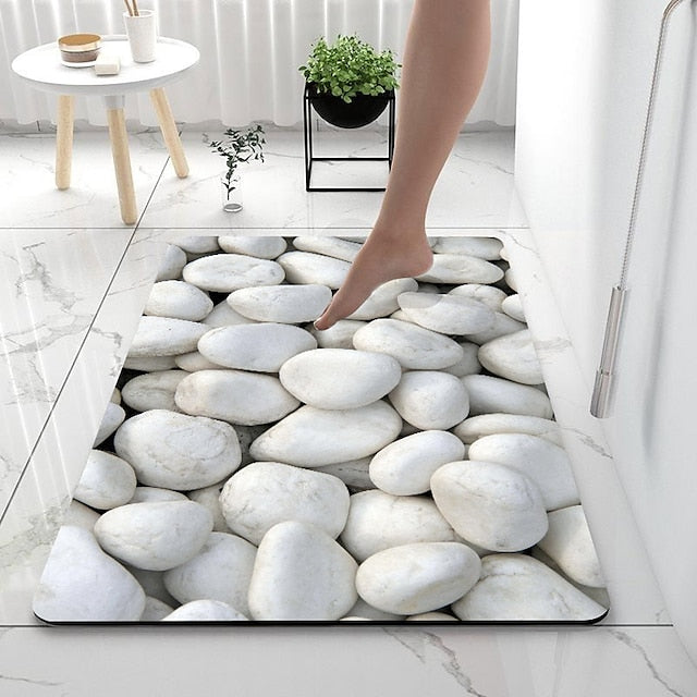 Diatomaceous Earth Bath Mat Smooth Stone Super Absorbent Bathroom Rug Door Mat New Design