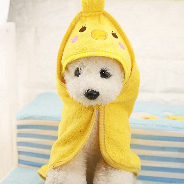 Dog Cat Bath Towel Dog Dry Robe Cute Leisure Winter Breathable Soft Washable Comfortable Outdoor Casual Daily Dog Clothing for Bichon Frise Pomeranian Baby Pet Papillon Small