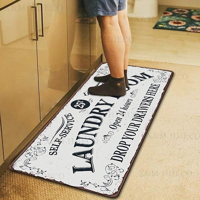 Laundry Mat Rug Kitchen Mat Non-Slip Oil Proof Rug Indoor Outdoor Mat Bedroom Decor Bathroom Mat Entrance Rug Door Mat