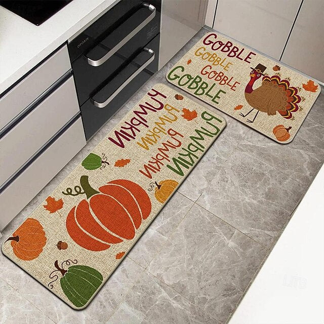 Autumn Pumpkin Truck Area Rug Kitchen Mat Non-Slip Oil Proof Floor Mat Livingroom Rug Indoor Outdoor Mat Bedroom Decor Bathroom Mat Entrance Rug Door Mat