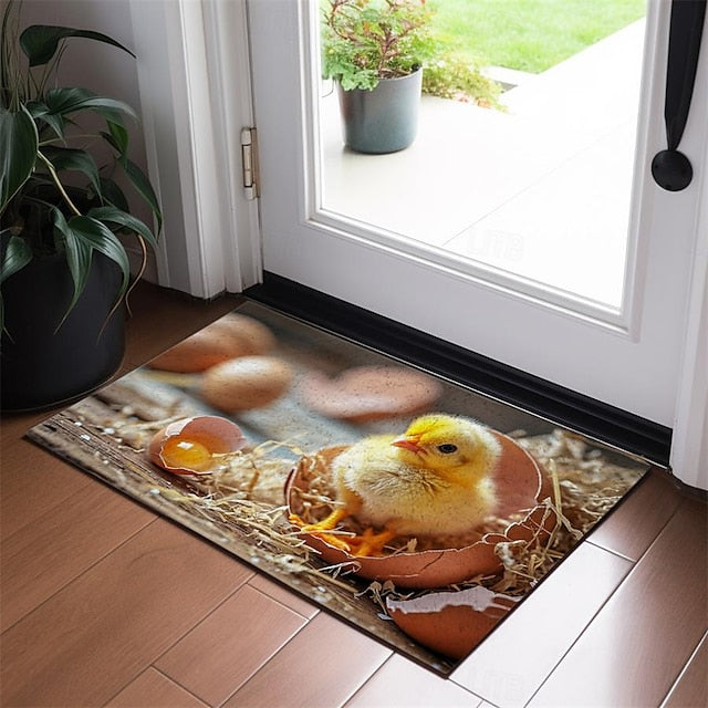 Breaking Egg Easter Doormat Floor Mats Washable Rugs Kitchen Mat Non-Slip Oil Proof Rug Indoor Outdoor Mat Bedroom Decor Bathroom Mat Entrance Rug