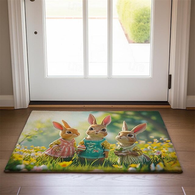 Easter Bunny Doormat Floor Mats Washable Rugs Kitchen Mat Non-Slip Oil Proof Rug Indoor Outdoor Mat Bedroom Decor Bathroom Mat Entrance Rug