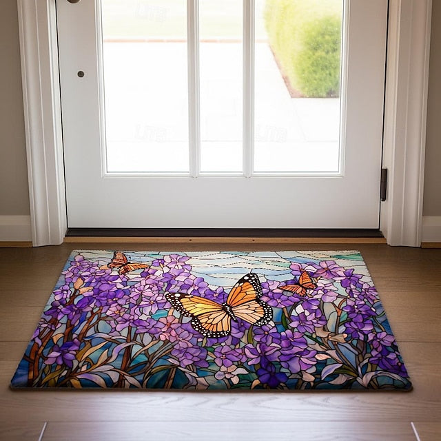 Folk Art Butterflies Doormat Floor Mats Washable Rugs Kitchen Mat Non-Slip Oil Proof Rug Indoor Outdoor Mat Bedroom Decor Bathroom Mat Entrance Rug