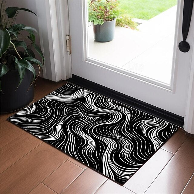 Abstract Line Doormat Floor Mats Washable Rugs Kitchen Mat Non-Slip Oil Proof Rug Indoor Outdoor Mat Bedroom Decor Bathroom Mat Entrance Rug