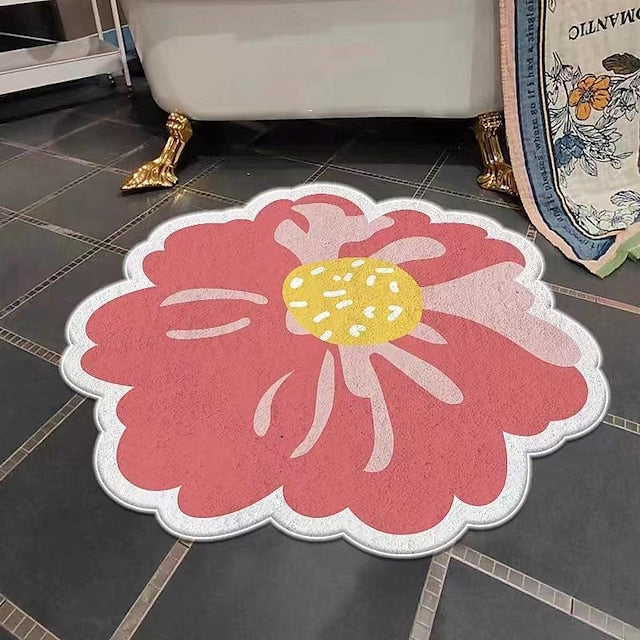 Irregular Flower Shape Area Rug Kitchen Mat Non-Slip Oil Proof Floor Mat Livingroom Rug Indoor Outdoor Mat Bedroom Decor Bathroom Mat Entrance Rug Door Mat