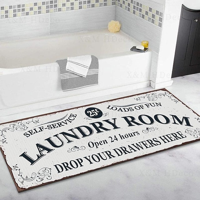 Laundry Mat Rug Kitchen Mat Non-Slip Oil Proof Rug Indoor Outdoor Mat Bedroom Decor Bathroom Mat Entrance Rug Door Mat