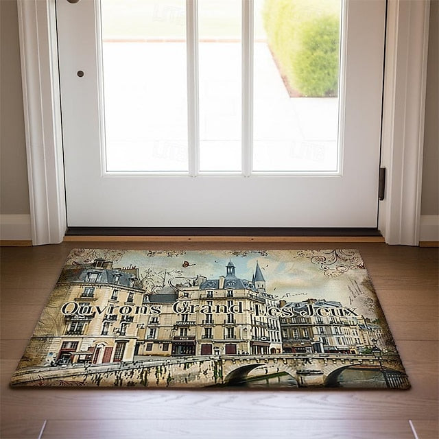 Graffiti Doormat Kitchen Mat Floor Mat Non-Slip Area Rug Oil Proof Rug Indoor Outdoor Mat Bedroom Decor Bathroom Mat Entrance Rug Eiffel Tower