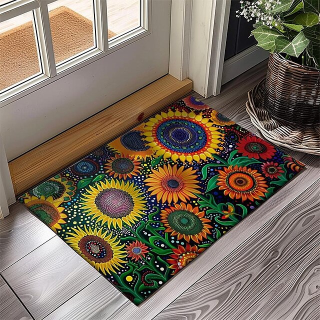 Big Sun Flowers Doormat Floor Mats Washable Rugs Kitchen Mat Non-Slip Oil Proof Rug Indoor Outdoor Mat Bedroom Decor Bathroom Mat Entrance Rug