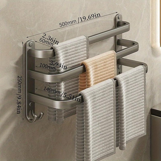 1pc Space-Saving Wall Mounted Towel Rack - Aluminum Shower Room Holder for Bathroom Towels and Washroom Storage