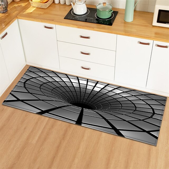 3D Vortex Pattern Area Rug Kitchen Mat Non-Slip Oil Proof Floor Mat Livingroom Rug Indoor Outdoor Mat Bedroom Decor Bathroom Mat Entrance Rug Door Mat