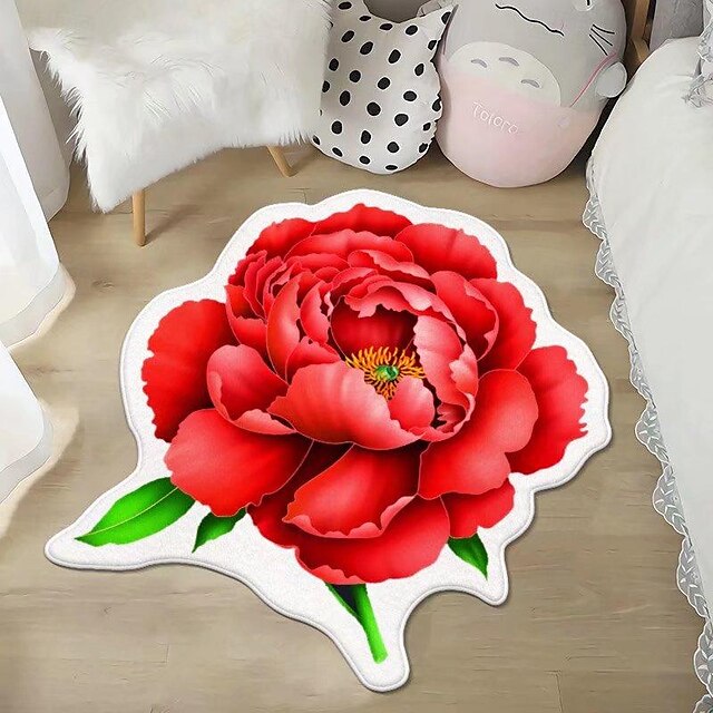 Area Rugs Flower Shaped Rugs Simple 3D Big Flower Carpet Washable Floor Mats