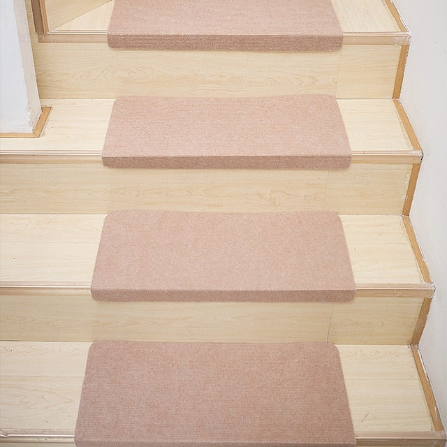 Step Carpet Solid Color Non-Slip Carpet Stair Treads for Kids Elders and Pets Stair Tread Mats