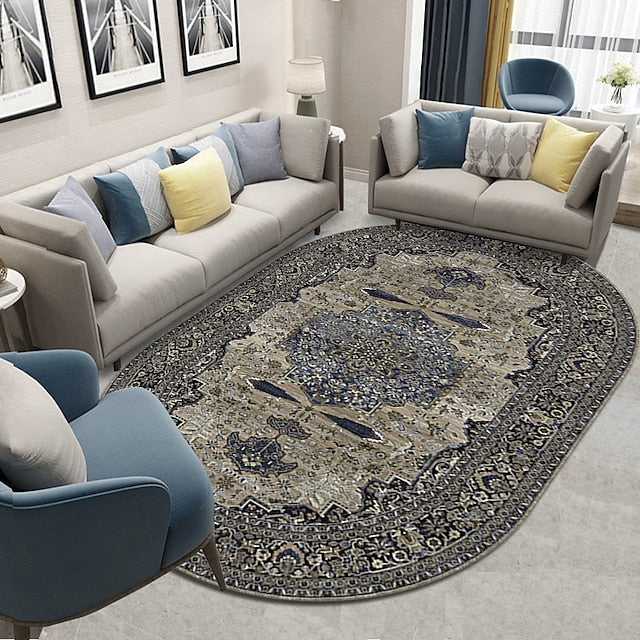 Simple European Retro Style Living Room Coffee Table Carpet Homestay Bedroom Large Area Covered with Kitchen Carpet for Entry