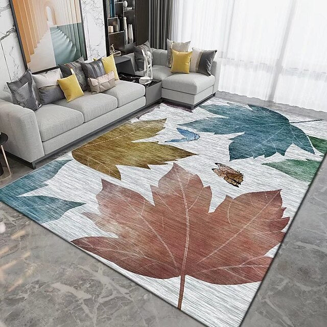 3D Printing Carpet Leaf Printing Floor Mat Square Living Room Bedroom Carpet Door Mat