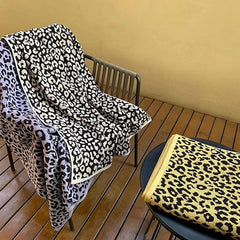 Combed Cotton Towel Set Retro Leopard Print Cotton Towel Bath Towel Beach Towel 32 Counts