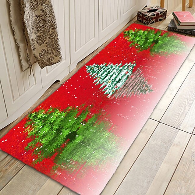 Christmas Decorations Party Flannel Floor Mat Area Rug Door Mat Hallway Carpets Area Rugs for Bedroom Living Room Carpet Kitchen Bathroom Anti-Slip Xmas Floor Mats