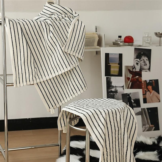 Cotton Towel Face Towel Classic Striped Combed Bathroom Towel Skin-friendly Absorbent Bath Towel