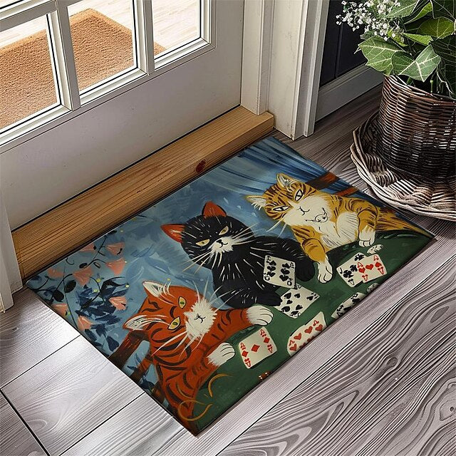 Cute Cates Doormat Kitchen Mat Floor Mat Non-Slip Area Rug Oil Proof Rug Indoor Outdoor Mat Bedroom Decor Bathroom Mat Entrance Rug