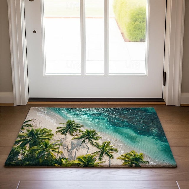 Beach View Doormat Kitchen Mat Floor Mat Non-Slip Area Rug Oil Proof Rug Indoor Outdoor Mat Bedroom Decor Bathroom Mat Entrance Rug