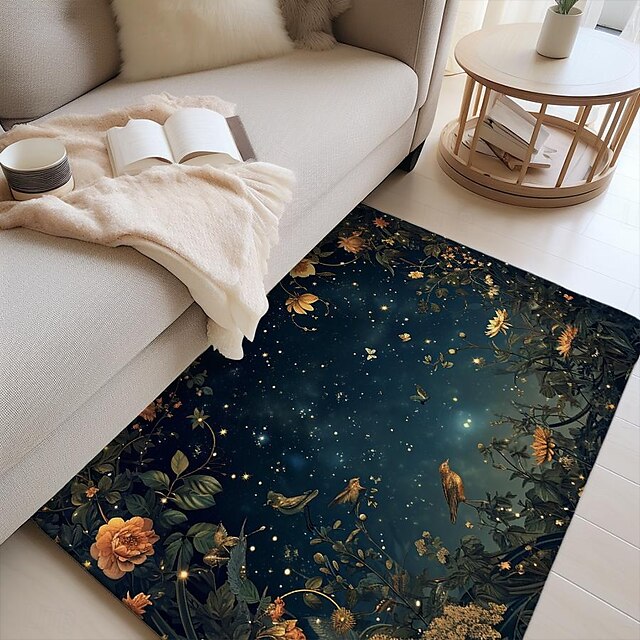 Botanical Night Area Rug Kitchen Mat Non-Slip Oil Proof Floor Mat Livingroom Rug Indoor Outdoor Mat Bedroom Decor Bathroom Mat Entrance Rug Door Mat Bird Tree of Life