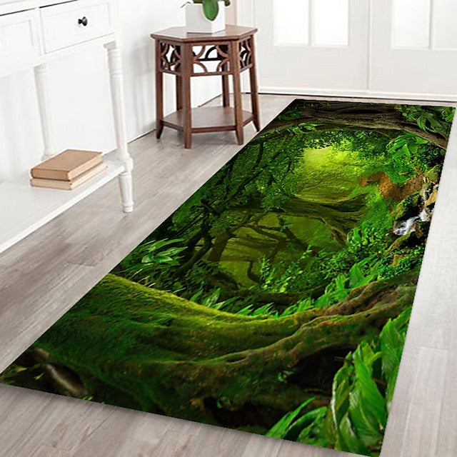 Beautiful Landscape Woods Flannel Fabric Printed Home Entrance Mattress Bathroom Mattress Mattress