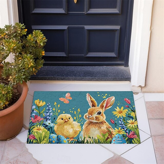 Easter Bunny Doormat Floor Mats Washable Rugs Kitchen Mat Non-Slip Oil Proof Rug Indoor Outdoor Mat Bedroom Decor Bathroom Mat Entrance Rug