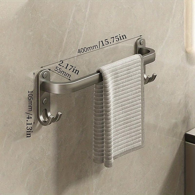 1pc Space-Saving Wall Mounted Towel Rack - Aluminum Shower Room Holder for Bathroom Towels and Washroom Storage