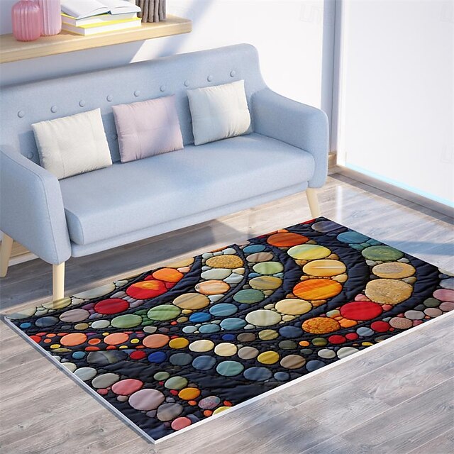 Quilting Art Dots Area Rug Kitchen Mat Non-Slip Oil Proof Floor Mat Livingroom Rug Indoor Outdoor Mat Bedroom Decor Bathroom Mat Entrance Rug Door Mat