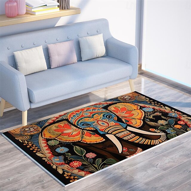 Boho Elephants Area Rug Kitchen Mat Non-Slip Oil Proof Floor Mat Livingroom Rug Indoor Outdoor Mat Bedroom Decor Bathroom Mat Entrance Rug Door Mat