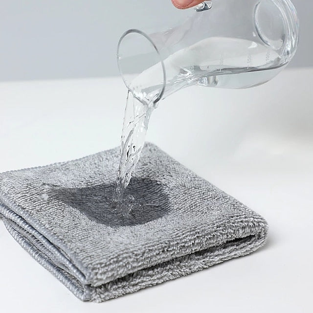 9Pcs Bamboo Charcoal Dishcloth Microfiber Kitchen Towel Thickened Absorbent Non-stick Oil Wiping Rag Home Cleaning Dishcloth