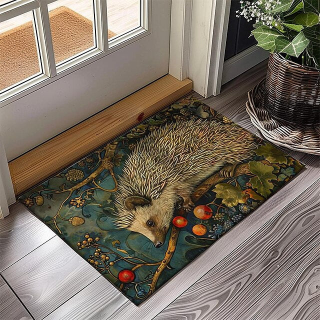 Hedgehog Fruits Doormat Kitchen Mat Floor Mat Non-Slip Area Rug Oil Proof Rug Indoor Outdoor Mat Bedroom Decor Bathroom Mat Entrance Rug