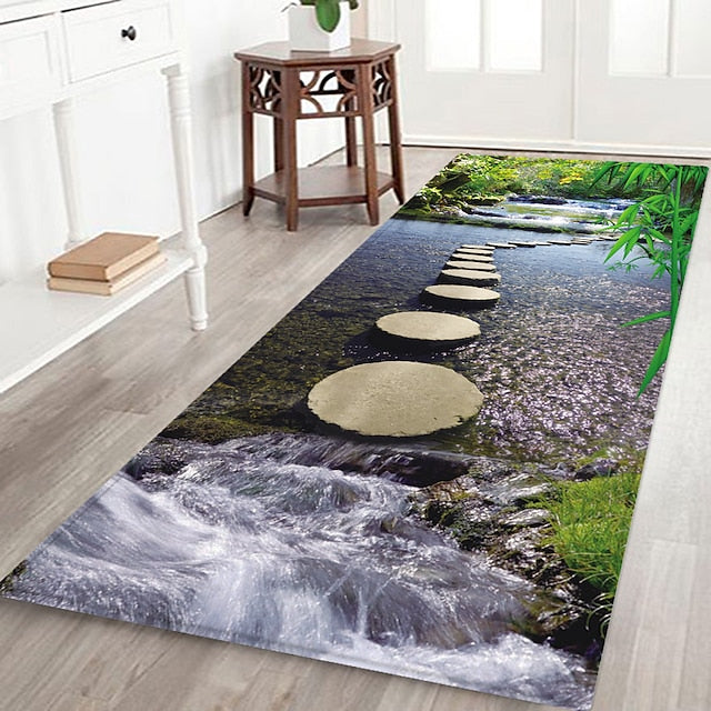 Beautiful Landscape Woods Flannel Fabric Printed Home Entrance Mattress Bathroom Mattress Mattress