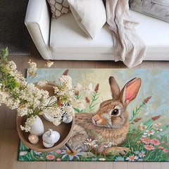 Forest Easter Bunny Area Rug Kitchen Mat Non-Slip Oil Proof Floor Mat Livingroom Rug Indoor Outdoor Mat Bedroom Decor Bathroom Mat Entrance Rug Door Mat