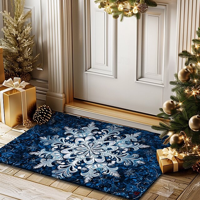 Doormat Snowflake Kitchen Mat Floor Mat Non-Slip Area Rug Oil Proof Rug Indoor Outdoor Mat Bedroom Decor Bathroom Mat Entrance Rug