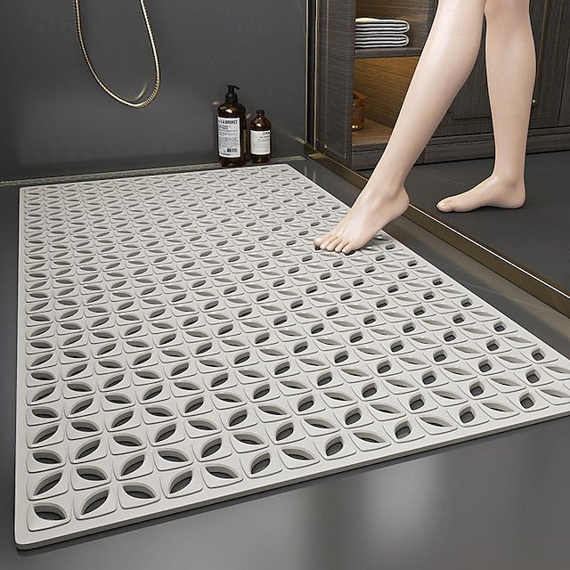 Shower Non Slip Mat, Square Bathtub Mat with Suction Cups & Drain Holes, Rubber Shower Stall Mat, Suspensible Safety Bath Shower Mats