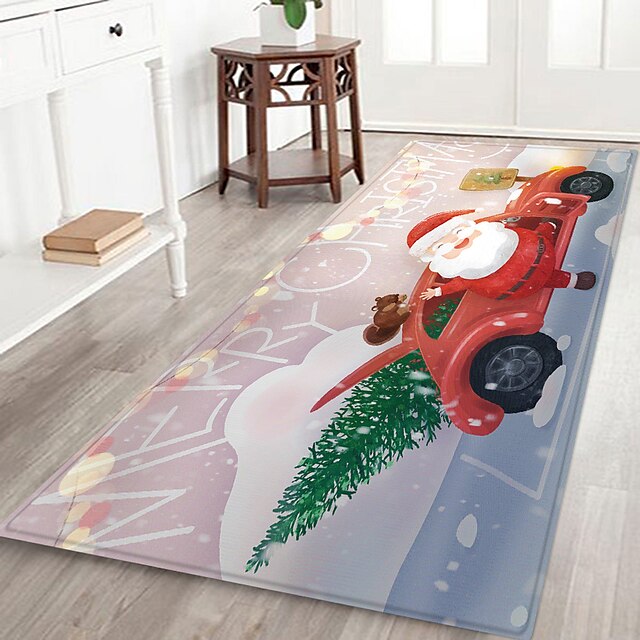 Christmas Decorations Tree Area Rug Non Slip Xmas Floor Mat Bedside Livingroom Bedroom Indoor Outdoor