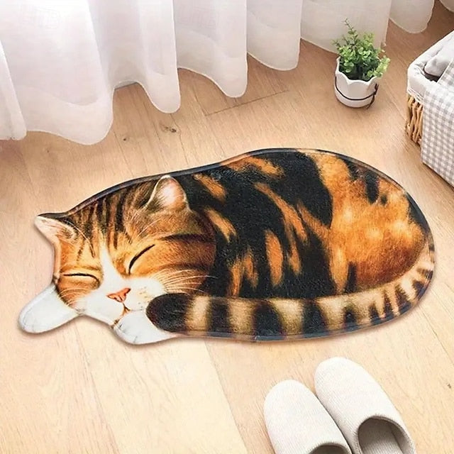 Cats Irregular Doormat Kitchen Mat Floor Mat Non-Slip Area Rug Oil Proof Rug Indoor Outdoor Mat Bedroom Decor Bathroom Mat Entrance Rug