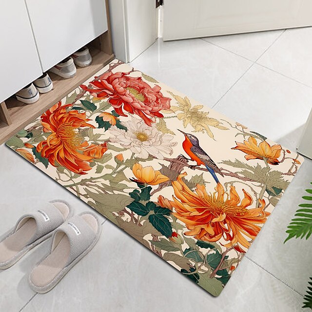 Animal Bird Floral Doormat Floor Mats Washable Rugs Kitchen Mat Non-Slip Oil Proof Rug Indoor Outdoor Mat Bedroom Decor Bathroom Mat Entrance Rug