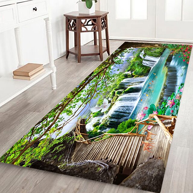 Beautiful Landscape Woods Flannel Fabric Printed Home Entrance Mattress Bathroom Mattress Mattress