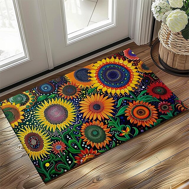 Big Sun Flowers Doormat Floor Mats Washable Rugs Kitchen Mat Non-Slip Oil Proof Rug Indoor Outdoor Mat Bedroom Decor Bathroom Mat Entrance Rug