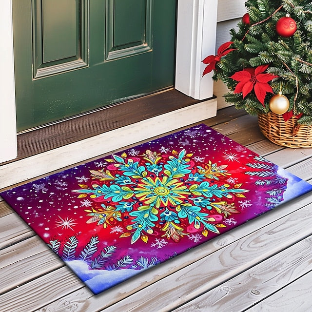 Doormat Snowflake Kitchen Mat Floor Mat Non-Slip Area Rug Oil Proof Rug Indoor Outdoor Mat Bedroom Decor Bathroom Mat Entrance Rug