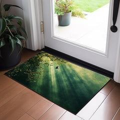 Beam Lights Forest Doormat Non-Slip Oil Proof Rug Indoor Outdoor Mat Bedroom Decor Bathroom Mat Entrance Rug Door Mat