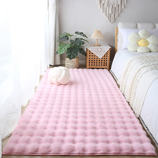 Cream Style Long Plush Bubble Imitation Rabbit Hair Living Room Coffee Table Blanket Floating Window Tatami Mat Floor Mat Bedroom Bedside Blanket