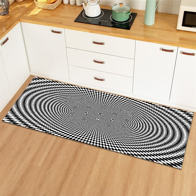 3D Vortex Pattern Area Rug Kitchen Mat Non-Slip Oil Proof Floor Mat Livingroom Rug Indoor Outdoor Mat Bedroom Decor Bathroom Mat Entrance Rug Door Mat