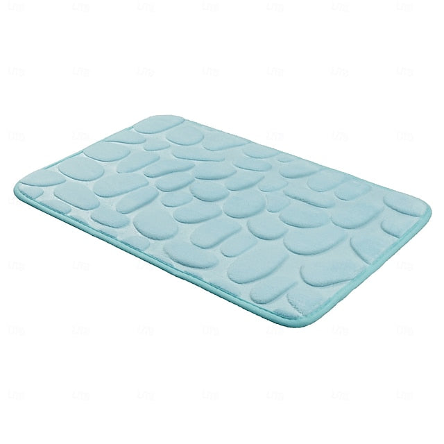 Cobblestone Embossed Bath Mat Non-slip , Memory Foam Pad, Washable Bath Rugs, Rapid Water Absorbent, Non-Slip, Washable, Thick, Soft And Comfortable Carpet For Shower Room