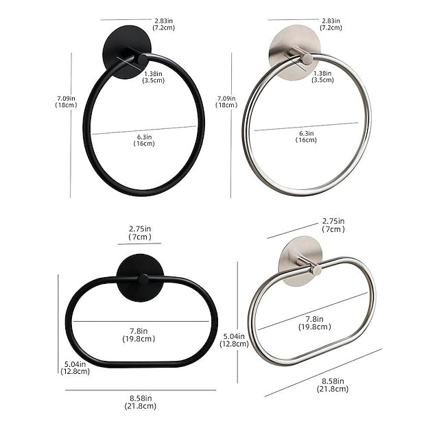 Towel Ring for Bathroom, Self-adhesive Hand Towel Holder Wall Mounted,304 Stainless Steel Bath Towel Hanger/Round Hand Towel Rack Perfect for Bathroom, Sink, Kitchen