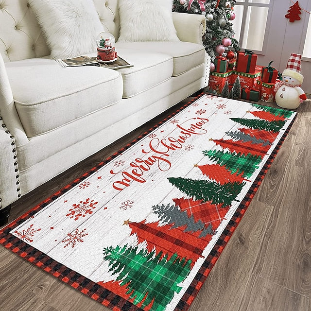 Christmas Decorations Tree Area Rug Non Slip Xmas Floor Mat Bedside Livingroom Bedroom Indoor Outdoor