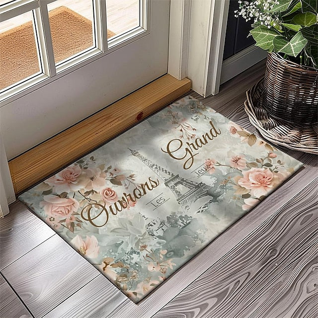 Graffiti Doormat Kitchen Mat Floor Mat Non-Slip Area Rug Oil Proof Rug Indoor Outdoor Mat Bedroom Decor Bathroom Mat Entrance Rug Eiffel Tower