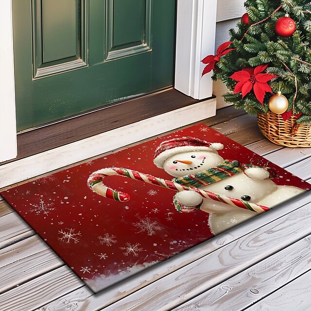 Christmas Decorations Doormat Snowman Kitchen Mat Floor Mat Non-Slip Area Rug Oil Proof Rug Indoor Outdoor Mat Bedroom Decor Bathroom Mat Entrance Rug